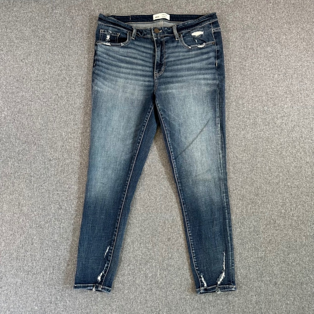 BKE Jeans Womens 31 Payton Mid-Rise Ankle Skinny Blue Distressed Frayed Hem